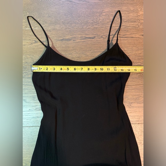 Aritzia Wilfred Affogato Spaghetti Straps Side Slit Midi Slip Dress Black Size 4 - Picture 9 of 14